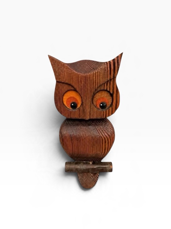 Vintage Other - Vintage 1970s Witco Style Carved Wood Owl Wall Plaque 12” MCM Big Eyes Kitsch
